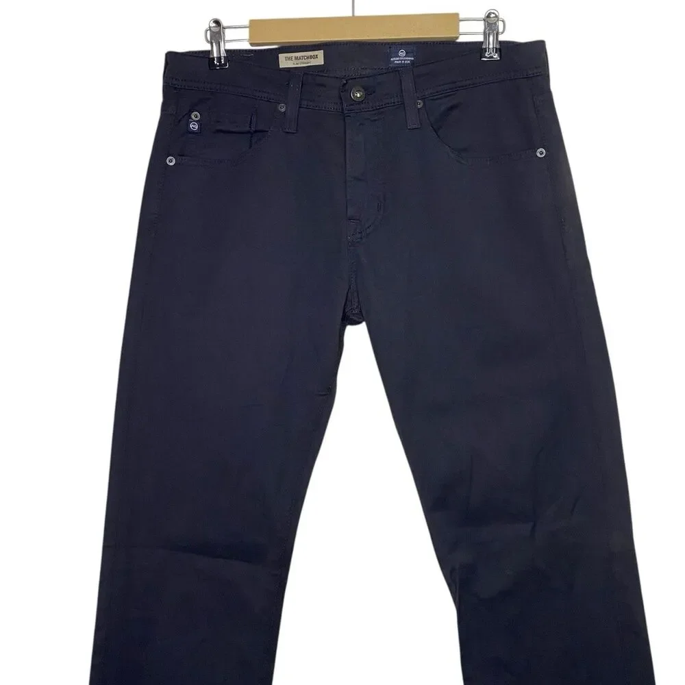 AG Adriano Goldschmied Pants Mens 33x35 Black Matchbox Slim Straight USA Preppy